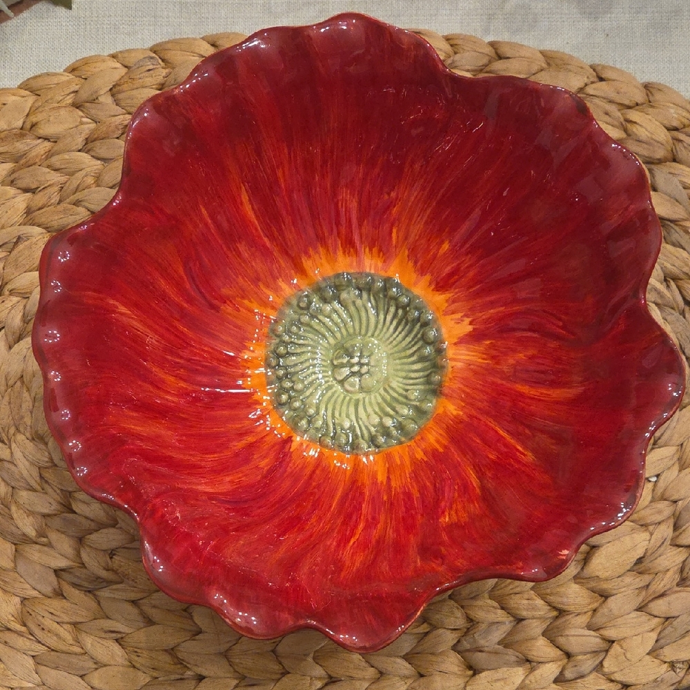 Red Poppy Maxcera Ceramic Flower Bowl